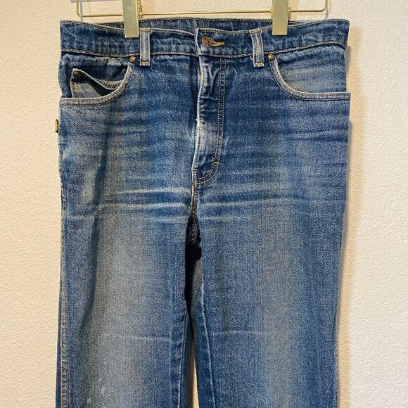 Vintage Sasson‎ Jeans 1980s High Waisted Denim Blue Distressed 42” Long - Picture 3 of 5
